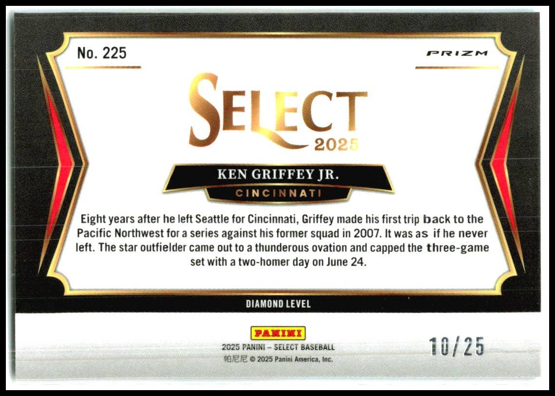 2025 Panini Select Tie-Dye Prizm #225 Ken Griffey Jr. #/25 Cincinnati Reds