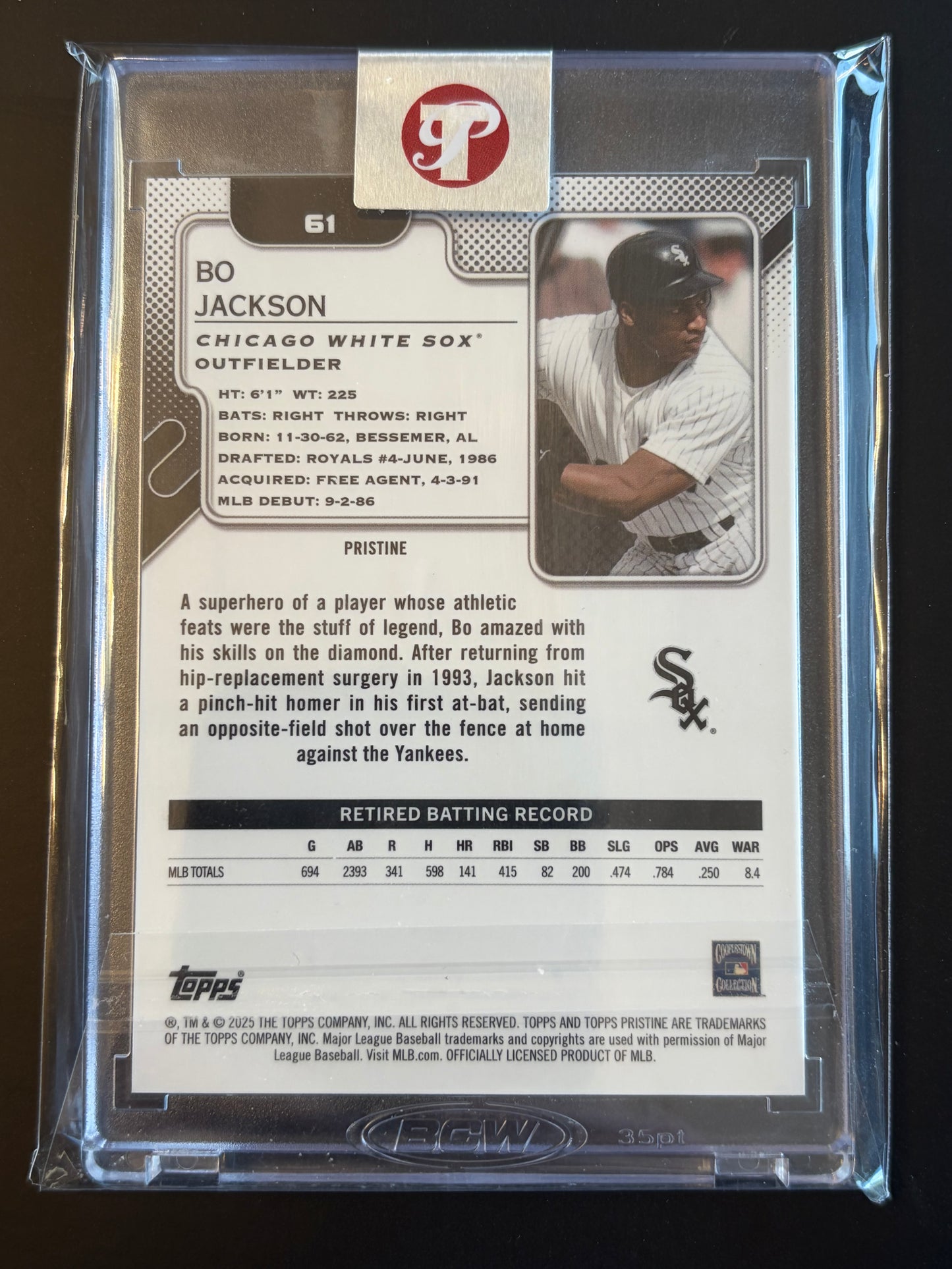 2025 Topps Pristine Pristine Pink Refractor #61 Bo Jackson White Sox /15