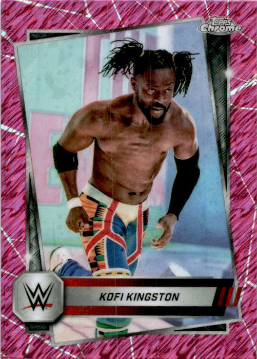 2025 Topps Chrome WWE Pink Shimmer Refractor #166 Kofi Kingston