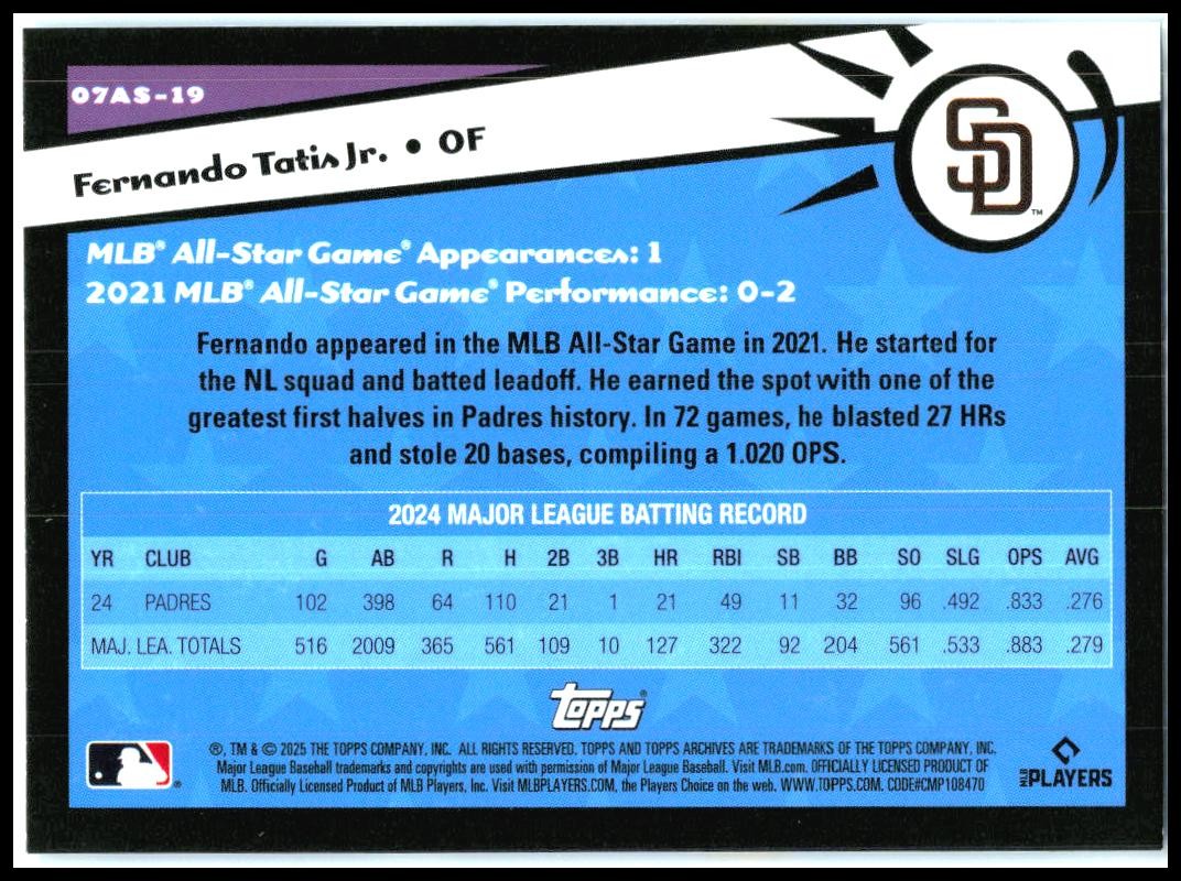 2025 topps archives 2007 Topps All-Star #07AS-19 Fernando Tatis Jr