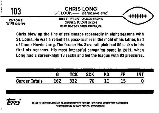 2024 Topps Chorme Pink Speckle /399 #103 Chris Long Rams