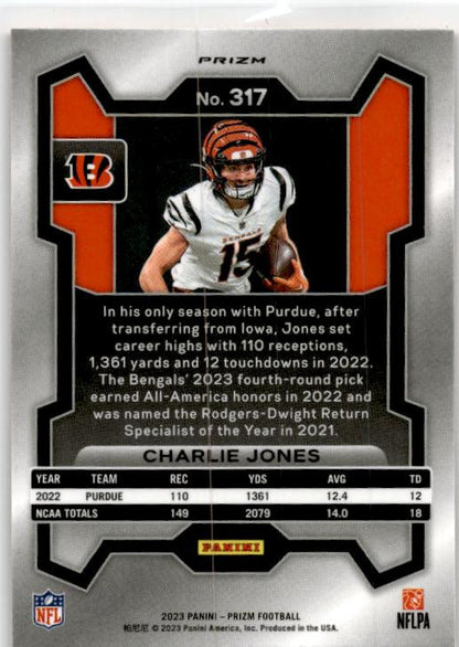 2023 Panini Prizm #317 Charlie Jones Orange Ice