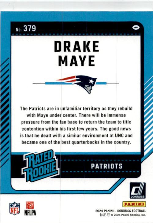 2024 Donruss #379 Drake Maye Rookie New England Patriots