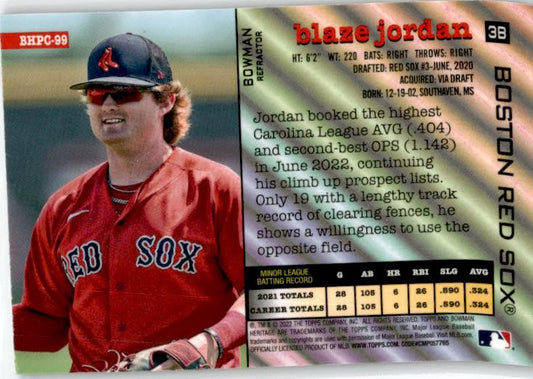 2022 Bowman Heritage Chrome Prospects Refractor #BHPC-99 Blaze Jordan Red Sox