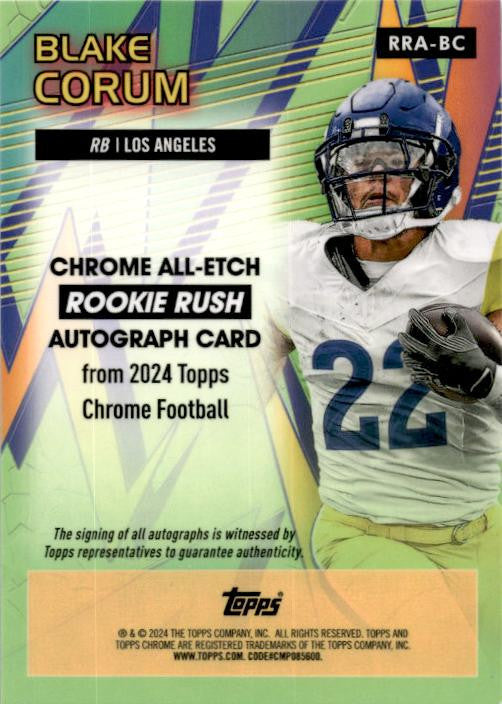 2024 Topps Chorme ALL-ETCH #RRA-BC Blake Corum Rookie Rams