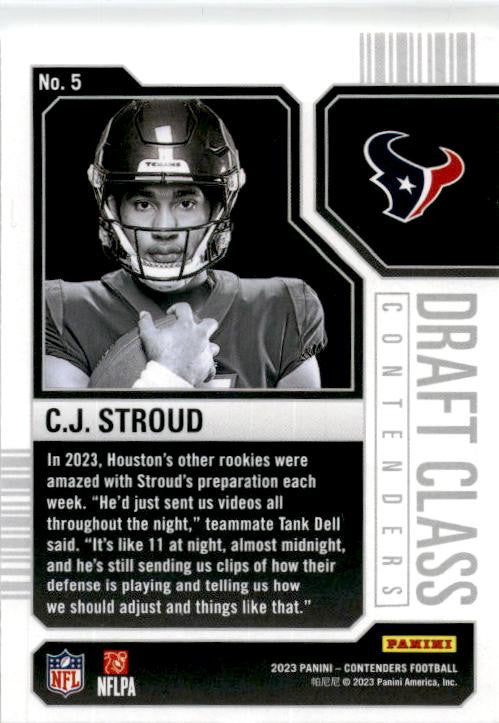 2023 Panini Contenders Draft Class Contenders #5 C.J. Stroud Houston Texans
