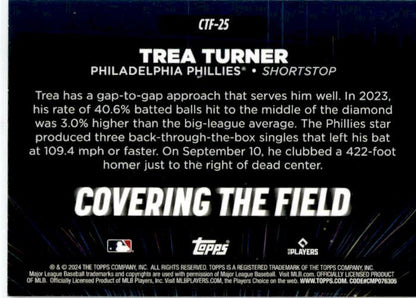2024 Topps Covering the Field #CTF-25 Trea Turner Philadelphia Phillies