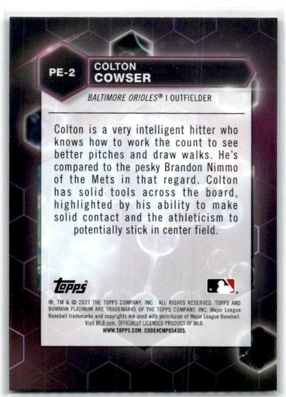 2022 Bowman Platinum #PE-2 Colton Cowser Precious Elements
