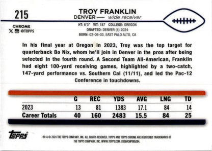 2024 Topps Chrome #215 Troy Franklin Rookie Denver
