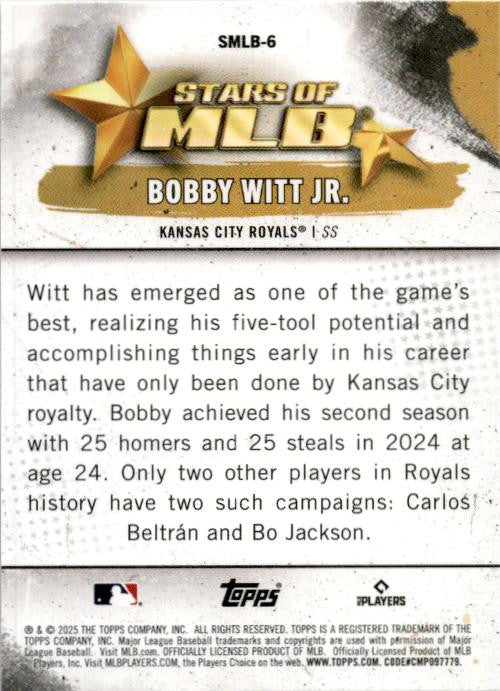 2025 Topps Stars of MLB #SMLB-6 Bobby Witt Jr. Kansas City Royals