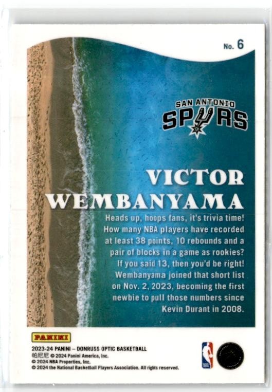 2023-24 Donruss Optic Splash #6 Victor Wembanyama San Antonio Spurs