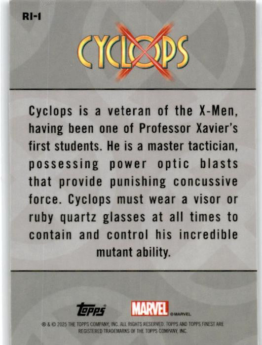 2025 Topps Finest Marvel X-Men '97 #RI-1 Cyclops Remember It #