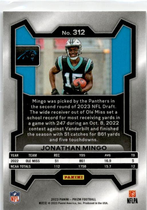 2023 Panini Prizm #312 Jonathan Mingo Rookie Carolina Panthers
