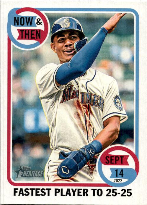 2023 Topps Heritage Now & Then #NT-13 Julio Rodríguez Seattle Mariners