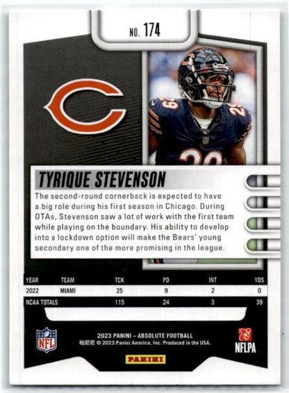 2023 Panini Absolute #174 Tyrique Stevenson Rookie Chicago Bears
