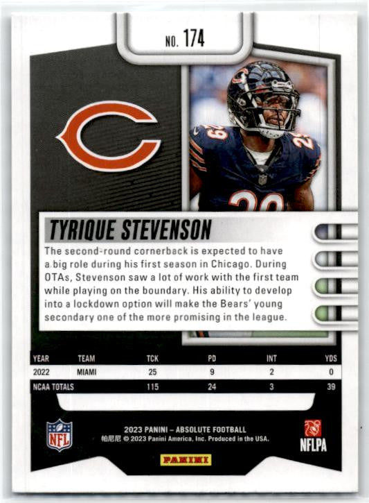 2023 Panini Absolute #174 Tyrique Stevenson Rookie Chicago Bears