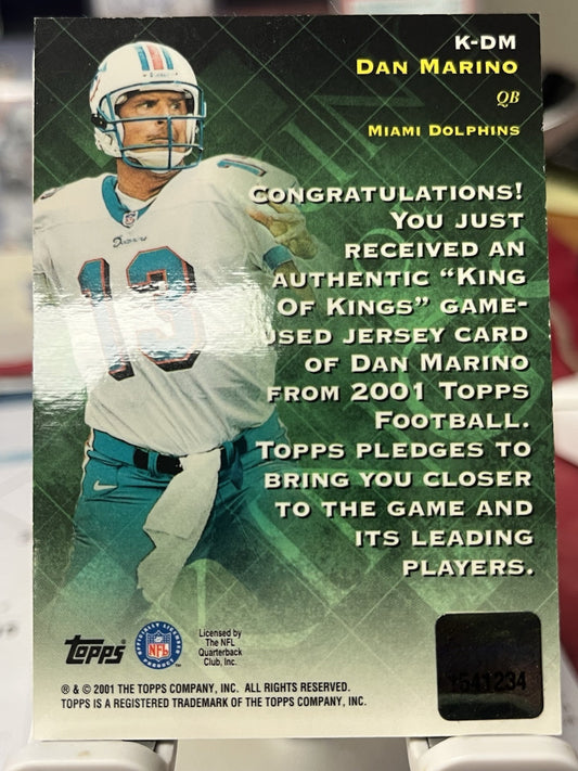 2001 Topps King of Kings Dan Marino Game Used Jersey Miami Dolphins