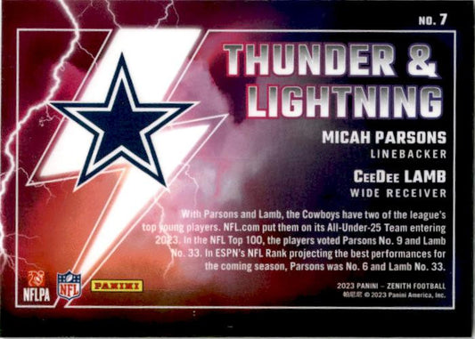 2023 Panini Zenith Thunder and Lightning #7 Lamb / Parsons Dallas Cowboys