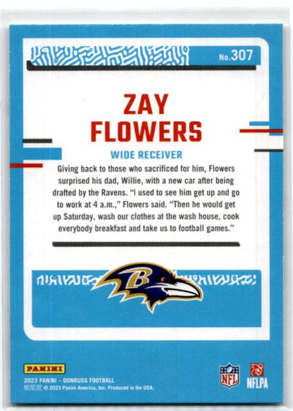 2023 Donruss #307 Zay Flowers Rookie Baltimore Ravens