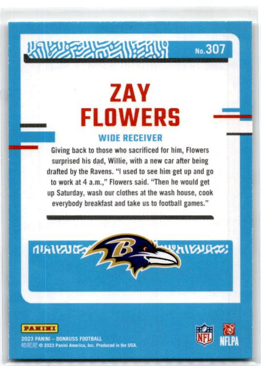2023 Donruss #307 Zay Flowers Rookie Baltimore Ravens