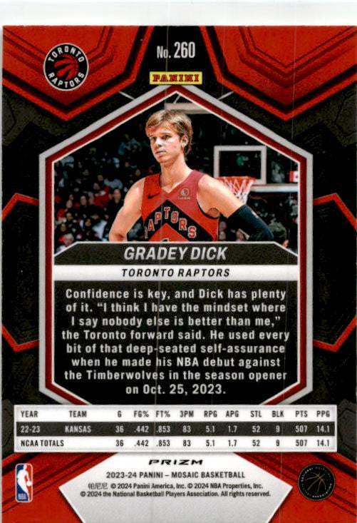 2023-24 Panini Mosaic Fast Break Silver #260 Gradey Dick Toronto Raptors