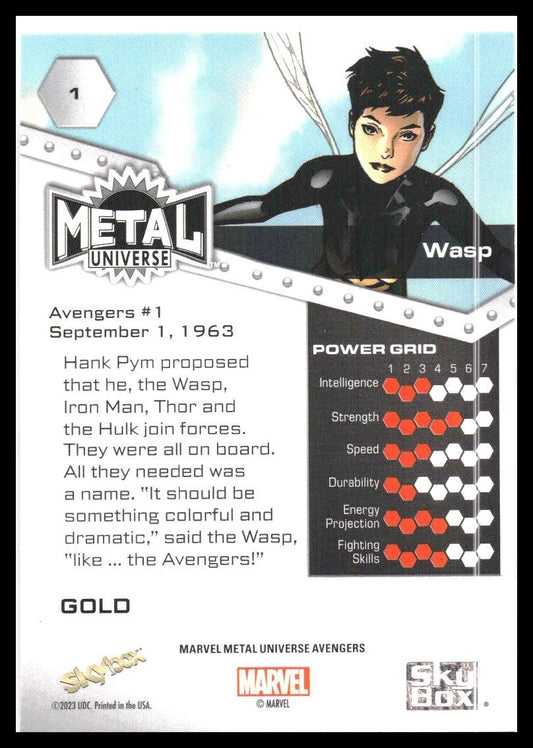 2024 SkyBox Metal Universe Marvel Avengers #1 Wasp Gold FX
