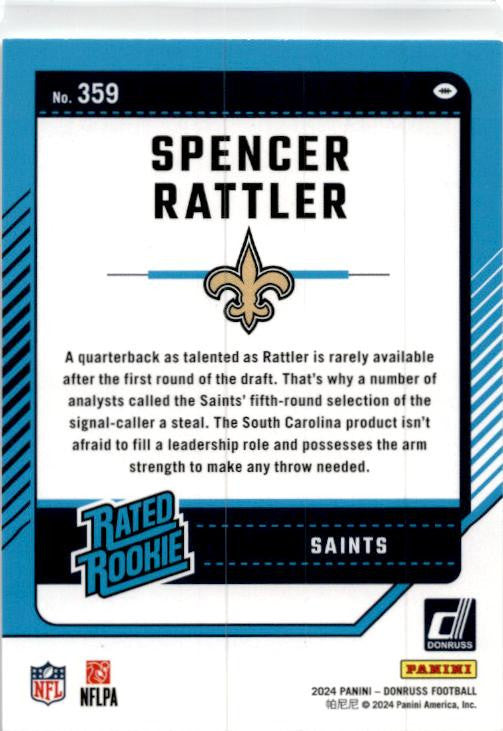 2024 Donruss #359 Spencer Rattler Rookie New Orleans Saints