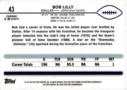 2024 Topps Chrome Checkerboard #43 Bob Lilly Cowboys
