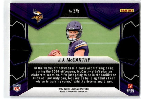 2024 Panini Mosaic #275 J.J. McCarthy Rookie Minnesota Vikings