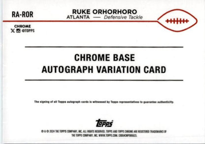 2024 Topps Chrome Blue /150 #RA-ROR Ruke Orhorhoro Rookie Atlanta