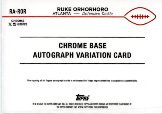 2024 Topps Chrome Blue /150 #RA-ROR Ruke Orhorhoro Rookie Atlanta