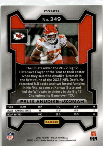 2023 Panini Prizm Neon Green Pulsar #349 Felix Anudike-Uzomah Rookie Chiefs