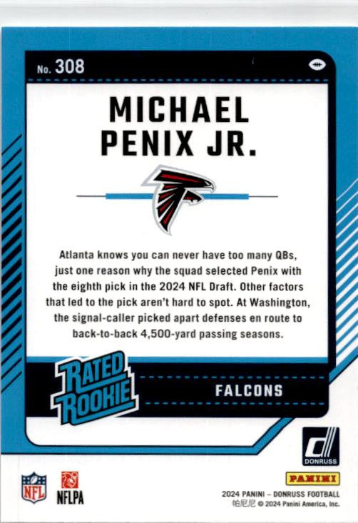 2024 Donruss #308 Michael Penix Jr. Rookie Atlanta Falcons