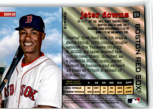 2022 Bowman Heritage Chrome Gold Refractor #BHPC-28 Jeter Downs Red Sox