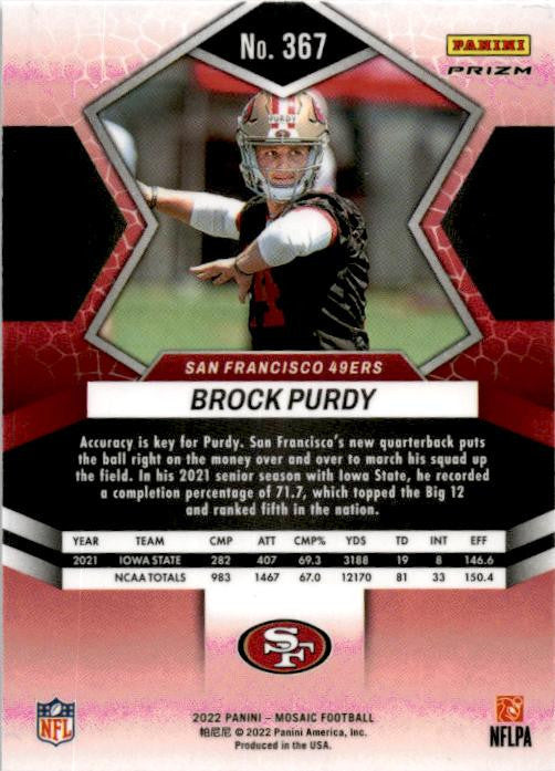 2022 Panini Mosaic Mosaic Camo Pink #367 Brock Purdy Rookie San Francisco 49ers