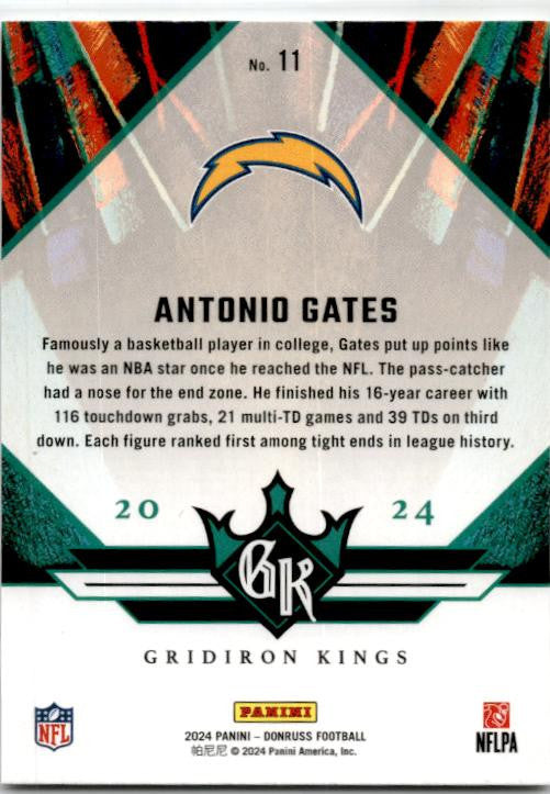 2024 Donruss All-Time Gridiron Kings #11 Antonio Gates San Diego Chargers
