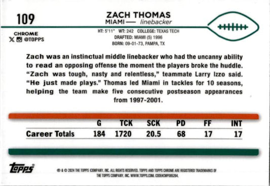 2024 Topps Chrome Checkerboard #109 Zach Thomas Miami