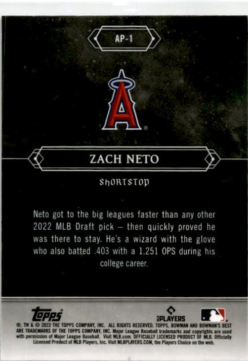 2023 Bowman's Best Astral Projections #AP-1 Zach Neto Los Angeles Angels