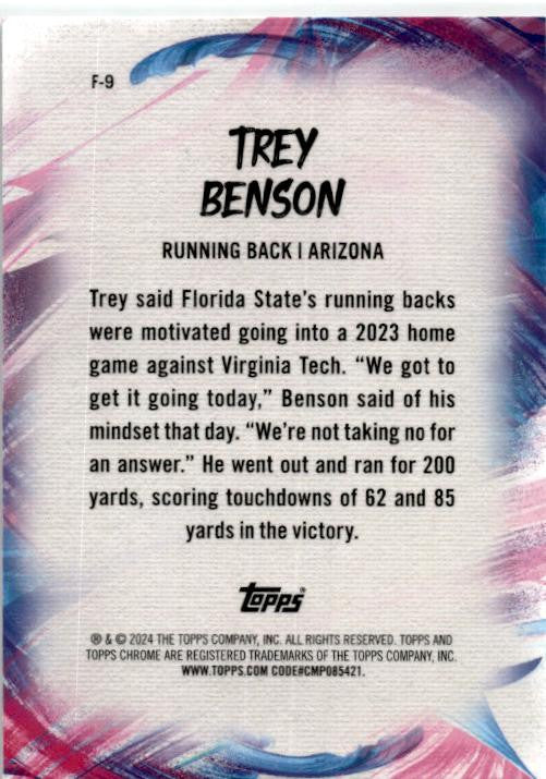 2024 Topps Chrome Checkerboard Finesse #F-9 Trey Benson Rookie