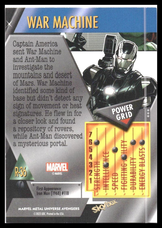 2024 SkyBox Metal Universe Marvel Avengers #R-36 War Machine Retro