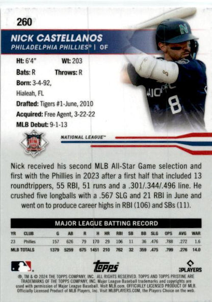 2024 Topps Pristine #260 Nick Castellanos Philadelphia Phillies