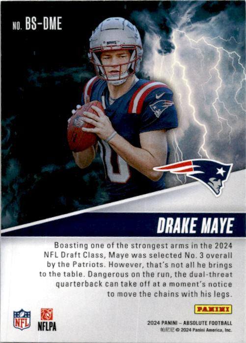 2024 Panini Absolute By Storm #BS-DME Drake Maye New England Patriots