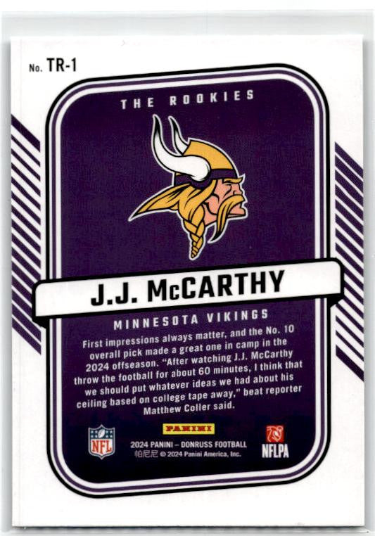 2024 Donruss The Rookies #TR-1 J.J. McCarthy Minnesota Vikings