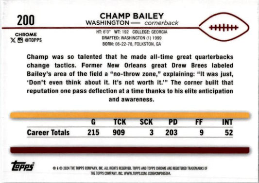 2024 Topps Chrome Checkerboard #200 Champ Bailey Washington