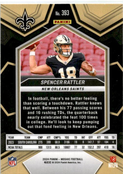 2024 Panini Mosaic #393 Spencer Rattler Rookie New Orleans Saints