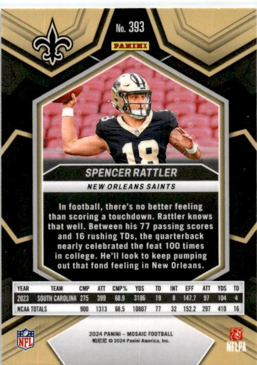 2024 Panini Mosaic #393 Spencer Rattler Rookie New Orleans Saints