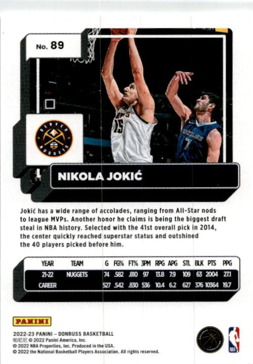 2022-23 Donruss #89 Nikola Jokic Denver Nuggets