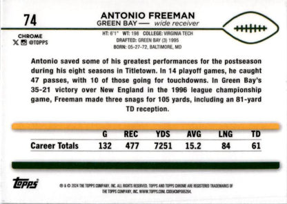 2024 Topps Chorme #74 Antonio Freeman Packers