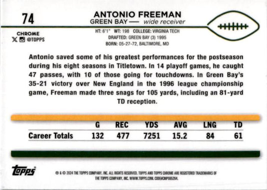 2024 Topps Chorme #74 Antonio Freeman Packers