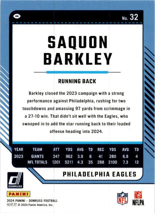 2024 Donruss #32 Saquon Barkley Philadelphia Eagles
